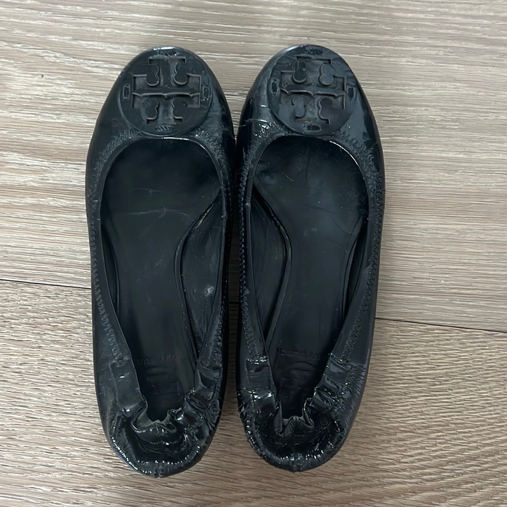 Tory Burch black patent leather flats